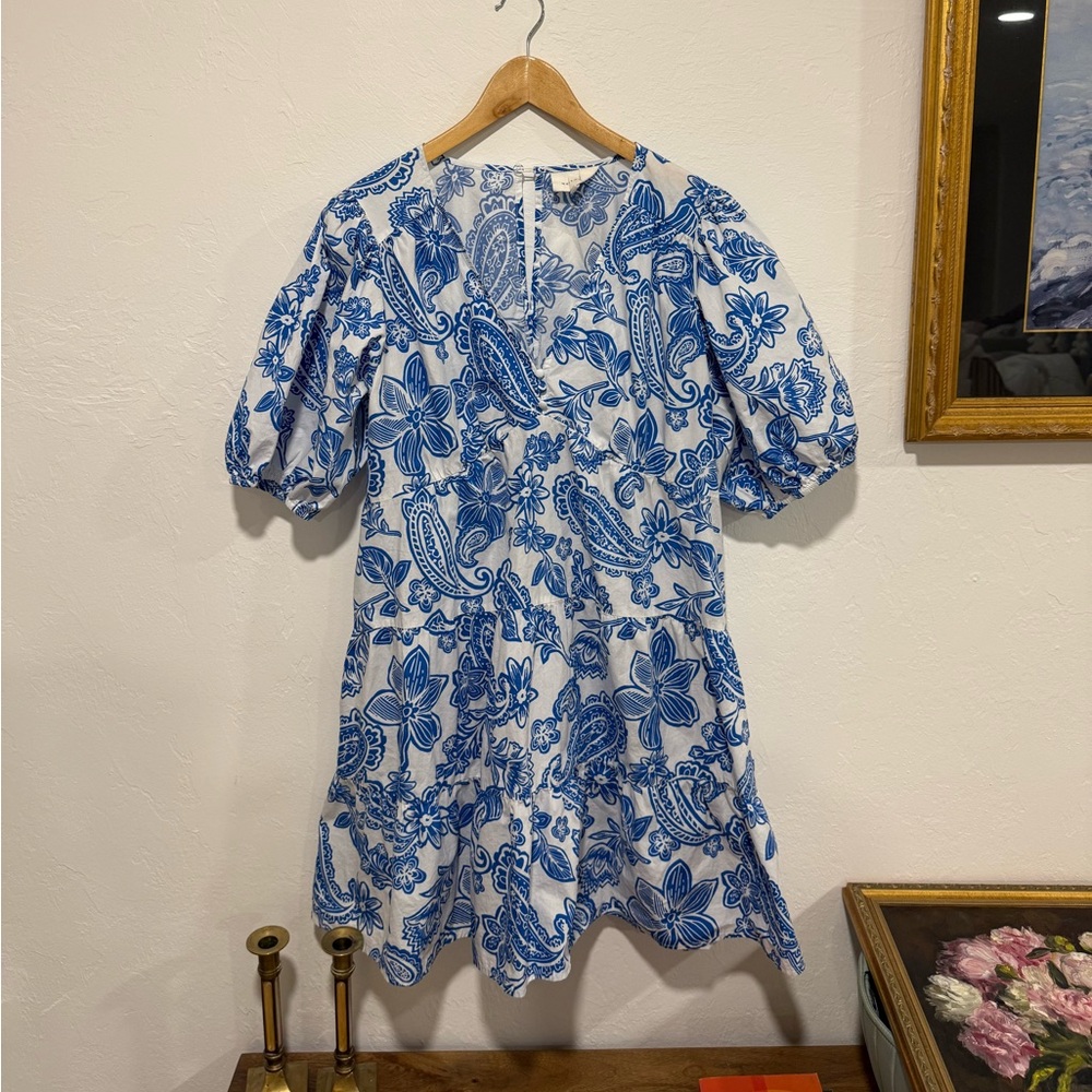 MELLODAY Blue and White Floral Mini Dress